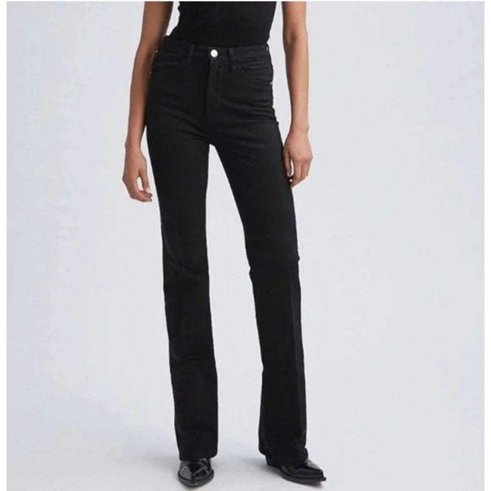 SPRWMN Women's Black Pockets Ankle Flare Jeans Size 24